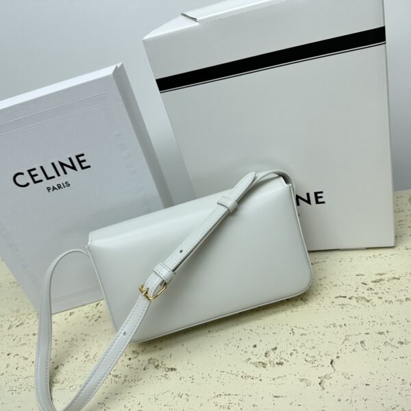 Celine Triomphe Shiny Cow Leather Armpit Bag - White 97987 - Image 5