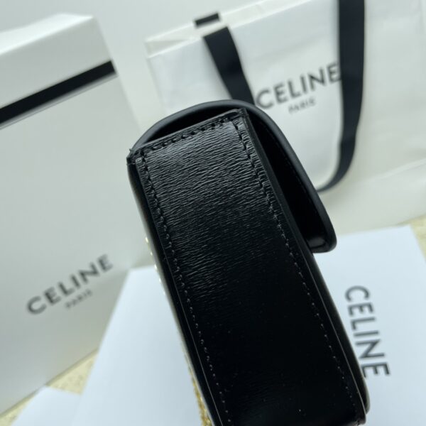 Celine Chain Underarm Triomphe Canvas Bag - Black 18089 - Image 4