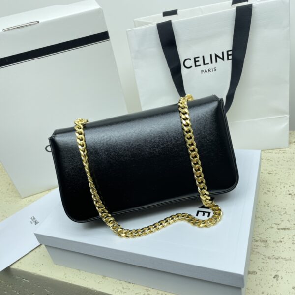 Celine Chain Underarm Triomphe Canvas Bag - Black 18089 - Image 5