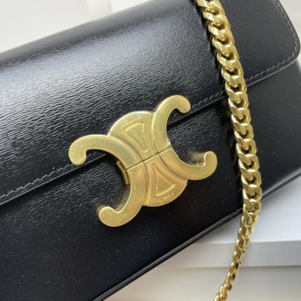 Celine Chain Underarm Triomphe Canvas Bag - Black 18089 - Image 2