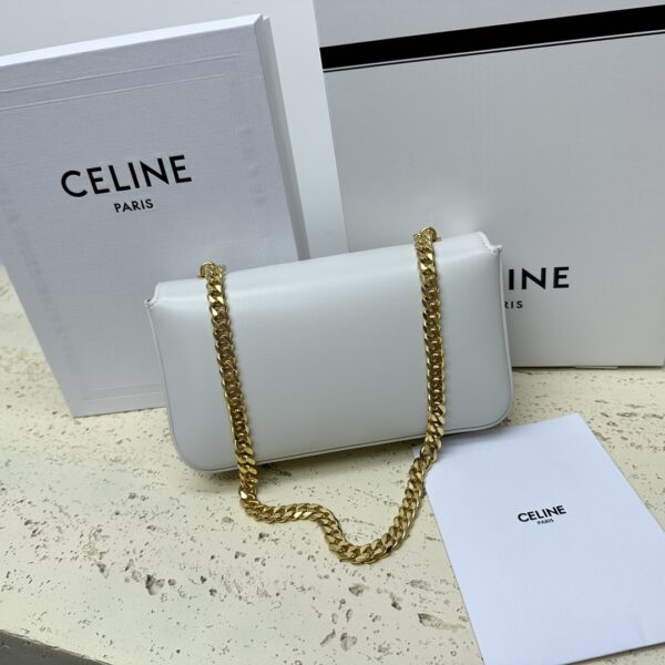 Celine Chain Underarm Triomphe Canvas Bag - White 87284 - Image 5