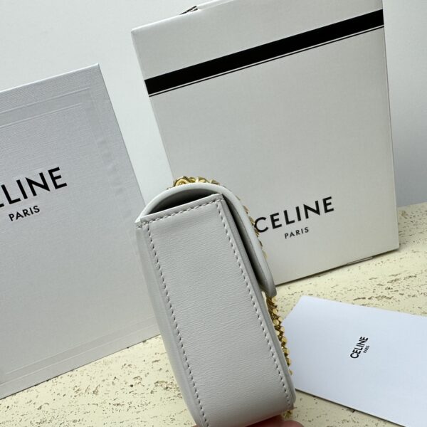 Celine Chain Underarm Triomphe Canvas Bag - White 87284 - Image 4