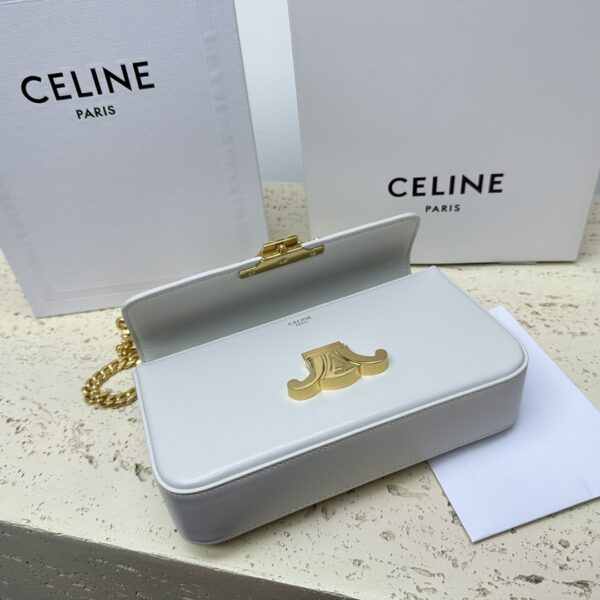 Celine Chain Underarm Triomphe Canvas Bag - White 87284 - Image 3