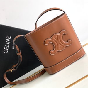 Celine Cuir Triomphe Mini Smooth Cow Leather Bucket Bag - Brown 52131