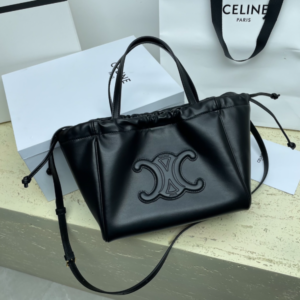 Celine Cabas Triomphe Small Drawstring Bag - Black 25417