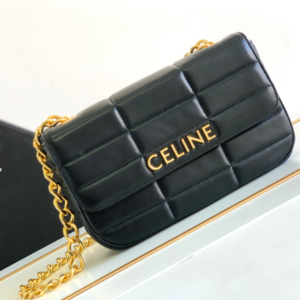 Celine Matelassé Monochrome Quilted Shoulder Bag - Black 82084