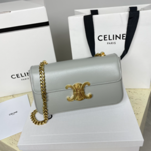 Celine Chain Underarm Triomphe Canvas Bag - Gray 18029