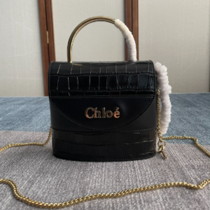Chloe Small Aby Lock Crocodile Handbag - Black 30317