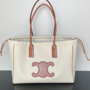 Celine Cabas Triomphe Tote Drawstring Bag - White 51456