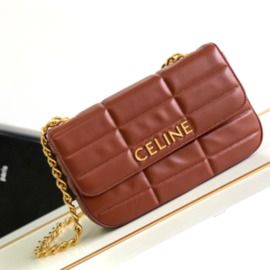 Celine Matelassé Monochrome Quilted Shoulder Bag - Brown 63040