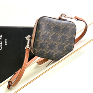 Celine Cube Box Logo Printed Three-dimensional Square Bag - Brown 29572