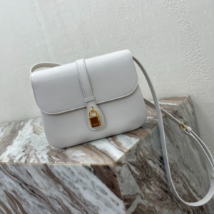 Celine Tabou Medium Smooth Cow Leather Handbag - White 78291