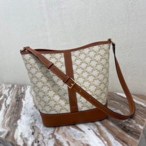 Celine Triomphe Canvas Medium Bucket Bag - Brown 25177