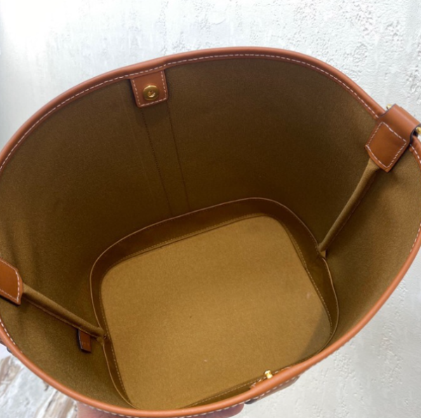 Celine Triomphe Canvas Medium Bucket Bag - Brown 25177 - Image 3