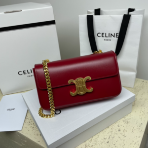 Celine Chain Underarm Triomphe Canvas Bag - Maroon 15134