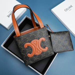 Celine Triomphe Logo Embossed Calfskin Cube Handbag 51455