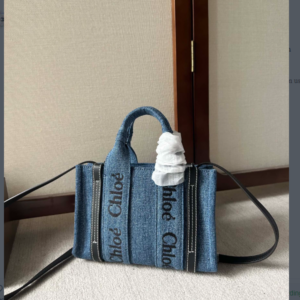 Chloe Woody Mini Handsome Denim Fabric Tote Bag 81287