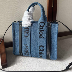 Chloe Woody Small Handsome Denim Fabric Tote Bag 91670