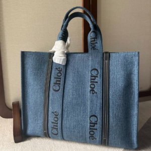 Chloe Woody Large Handsome Denim Fabric Tote Bag 17429