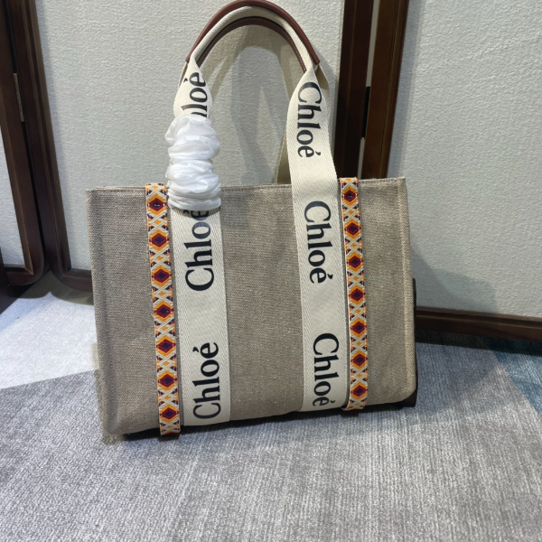 Chloe Woody Diamond Embroidered Medium Tote Bag 24605