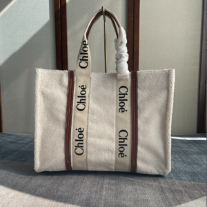 Chloe Lamb Wool Woody Large Tote Bag - Brown 55245