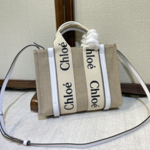 Chloe Woody Small Shoulder Strap Tote Bag - White 60621