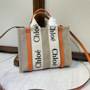 Chloe Woody Small Shoulder Strap Tote Bag - Orange 38138