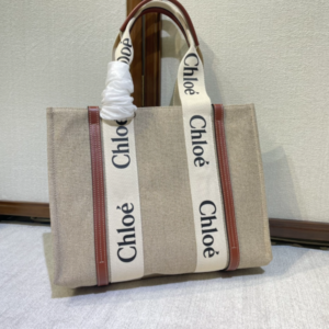 Chloe Woody Medium Shoulder Strap Tote Bag - Brown 21025
