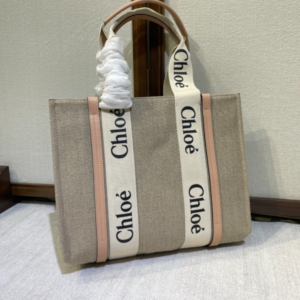 Chloe Woody Medium Shoulder Strap Tote Bag - Cream 90675
