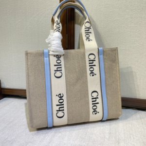 Chloe Woody Medium Shoulder Strap Tote Bag - Blue 16541