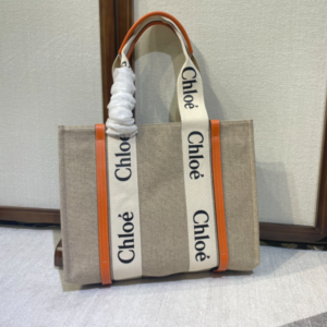 Chloe Woody Medium Shoulder Strap Tote Bag - Orange 74237