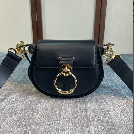 Chloe Tess Saddle Crossbody HandBag - Black 97672