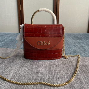 Chloe Small Aby Lock Crocodile Handbag - Red 11140