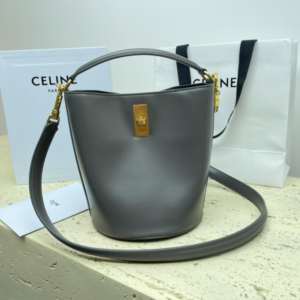 Celine Teen Bucket Mini 16 Leather Bucket Bag - Gray 21694