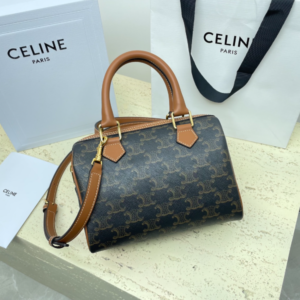 Celine Triomphe Canvas Logo Printed Boston Bag 85634