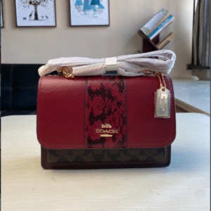Coach  Snakeskin Leather Accordion Bag - Red 34671