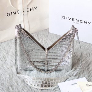 Givenchy V-shaped Cut Out Crocodile Pattern Small Handbag - Silver 14323