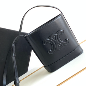 Celine Cuir Triomphe Mini Smooth Cow Leather Bucket Bag - Black 81988