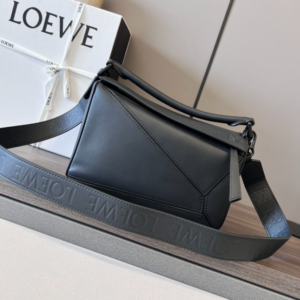 Celine Loewe Satin Cow Leather Puzzle Small Handbag - Black 83794