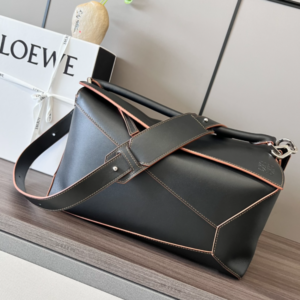 Celine Loewe Satin Cow Leather Puzzle Large Handbag - Black 60569