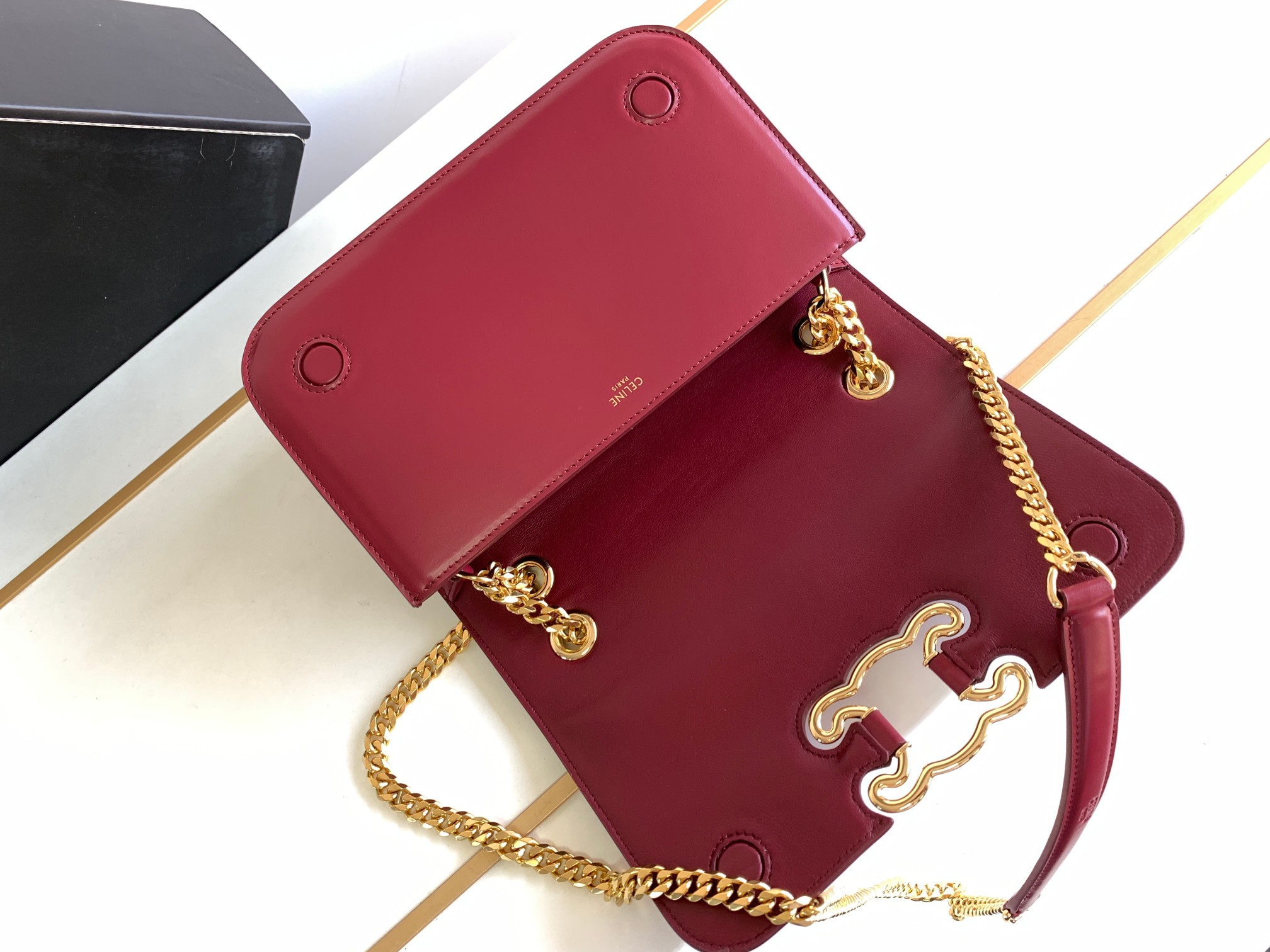 Celine Medium Triomphe Frame Shoulder Bag - Red 97297 - Image 3