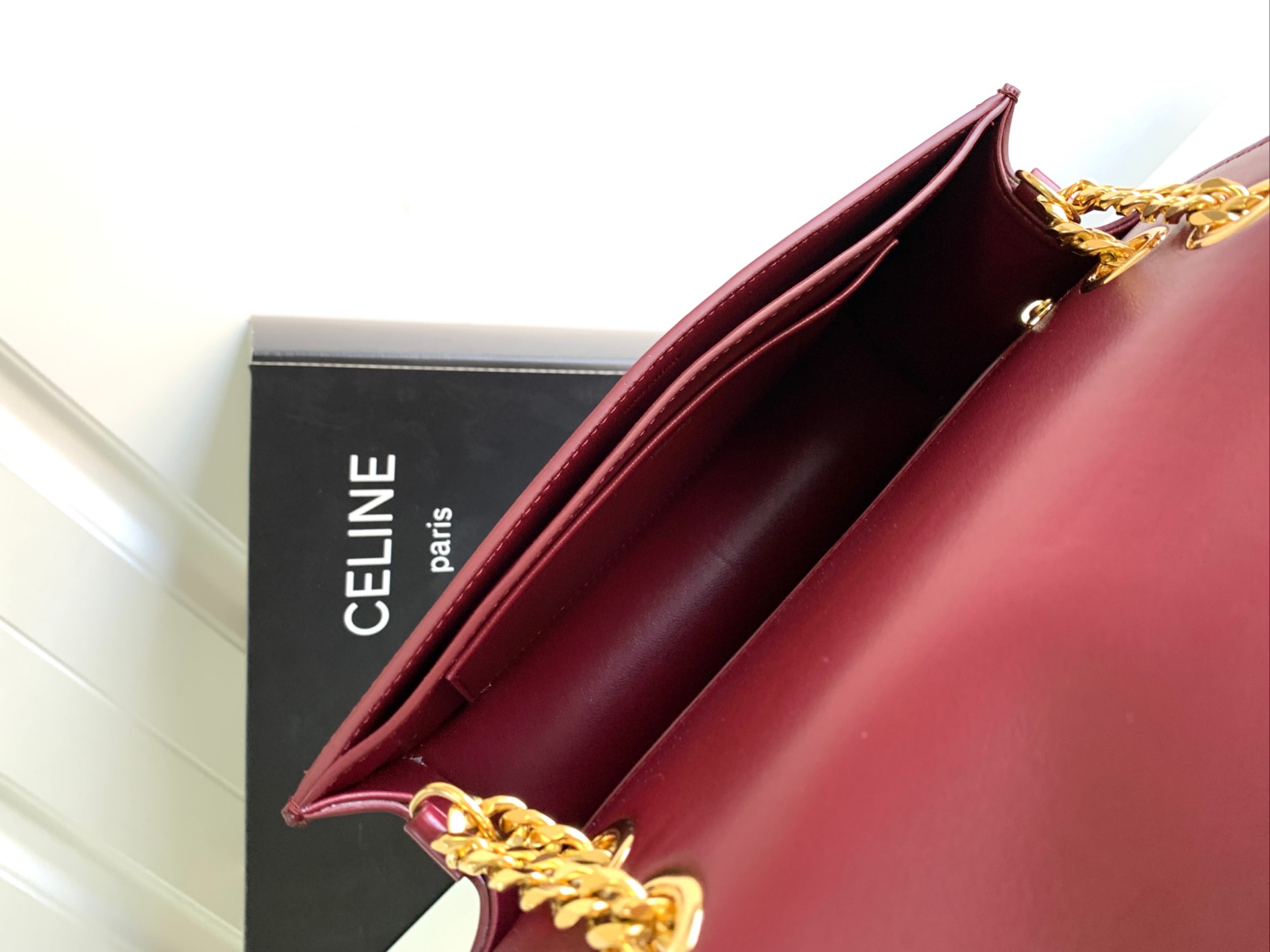 Celine Medium Triomphe Frame Shoulder Bag - Red 97297 - Image 2