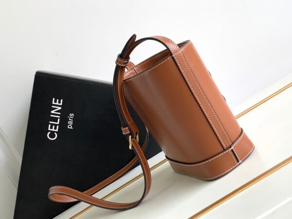 Celine Cuir Triomphe Mini Smooth Cow Leather Bucket Bag - Brown 52131 - Image 5