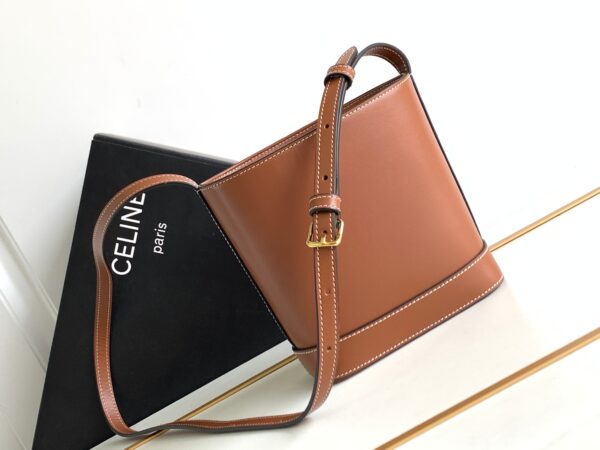 Celine Cuir Triomphe Mini Smooth Cow Leather Bucket Bag - Brown 52131 - Image 4