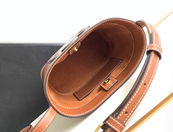 Celine Cuir Triomphe Mini Smooth Cow Leather Bucket Bag - Brown 52131 - Image 2