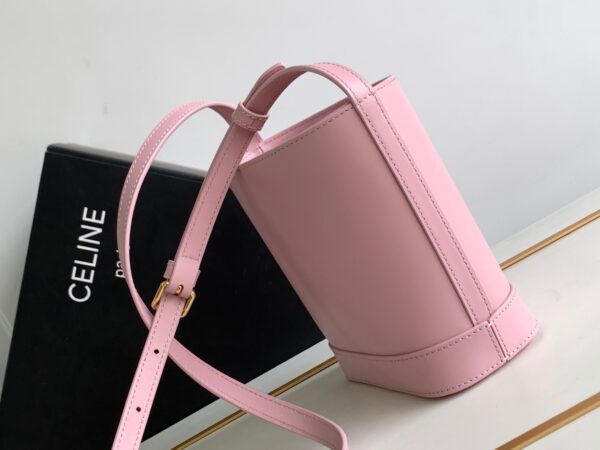 Celine Cuir Triomphe Mini Smooth Cow Leather Bucket Bag - Pink 97619 - Image 5