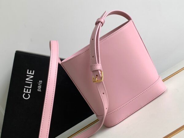 Celine Cuir Triomphe Mini Smooth Cow Leather Bucket Bag - Pink 97619 - Image 4