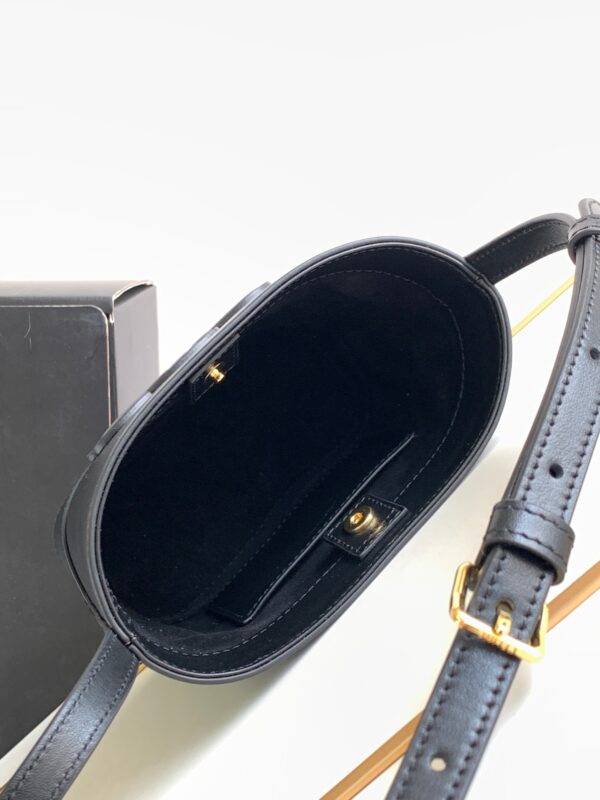 Celine Cuir Triomphe Mini Smooth Cow Leather Bucket Bag - Black 81988 - Image 2