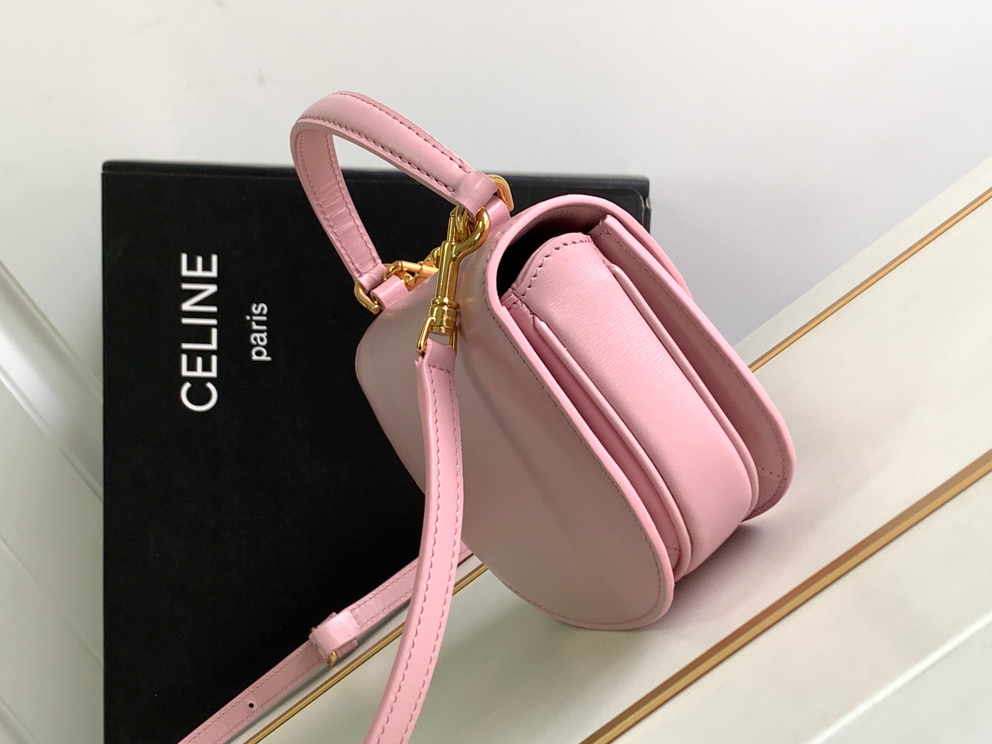 Celine Mini Besace Smooth Cow Leather Arc De Triomphe Bag - Pink 72592 - Image 5
