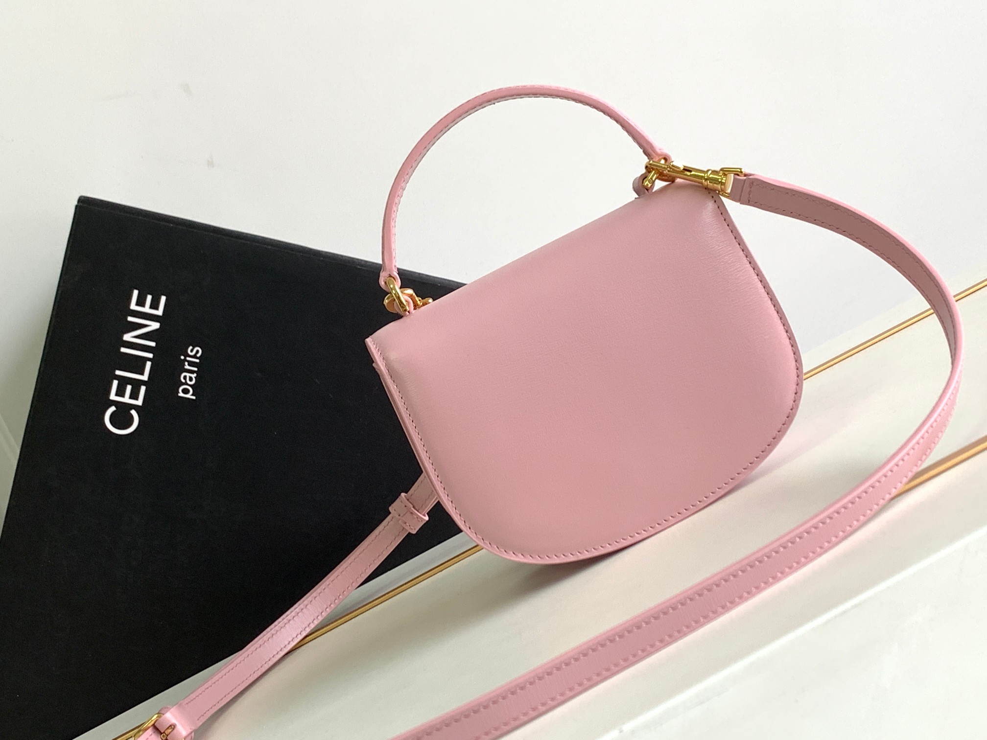 Celine Mini Besace Smooth Cow Leather Arc De Triomphe Bag - Pink 72592 - Image 4